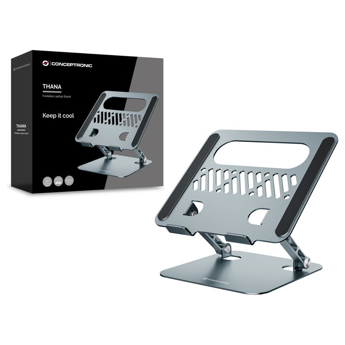 Conceptronic THANA10G Soporte para portátil plegable y ajustable Gris