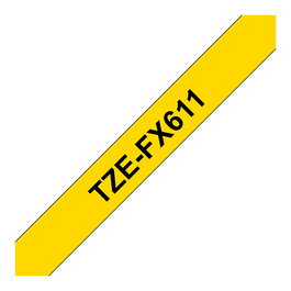 Brother TZE-FX611 Cinta de Etiquetas TZe 6 mm, Negro sobre Amarillo, 8 m de Longitud, para Impresoras Brother