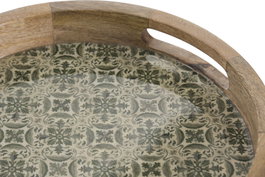 DKD Home Decor Bandeja Mango Lacado Verde 30x30x5 cm