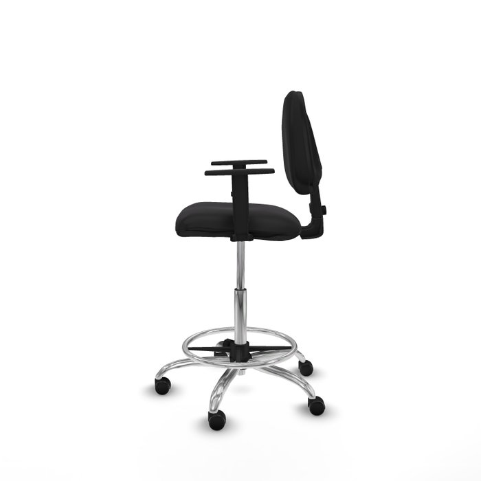 PIQUERAS Y CRESPO Taburete Isso CP similpiel negro con brazos 1D y base cromada PIQUERAS Y CRESPO Taburete Isso CP similpiel negro con brazos 1D y base cromada