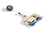 Durable Identificador Transparente con Cordón Extensible y Pinza Metálica, 54x85 mm
