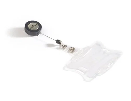 Durable Identificador Transparente con Cordón Extensible y Pinza Metálica, 54x85 mm Durable Identificador Transparente con Cordón Extensible y Pinza Metálica, 54x85 mm