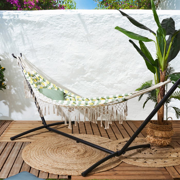 Home Deco Factory Hamaca Colgante Bain De Soleil Limones Rayas 200x80 cm