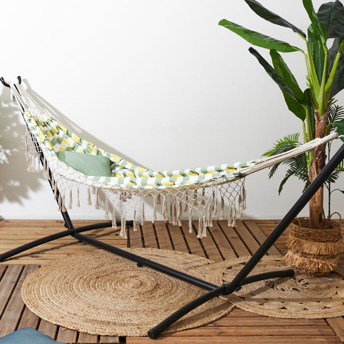 Home Deco Factory Hamaca Colgante Bain De Soleil Limones Rayas 200x80 cm