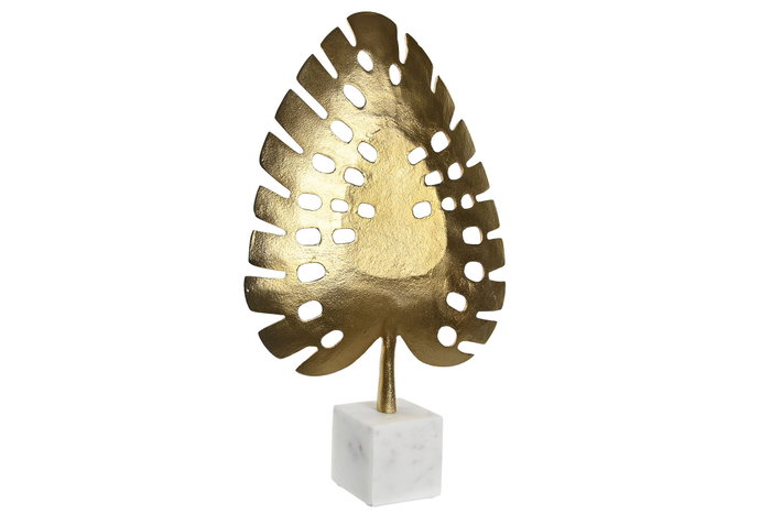 DKD Home Decor Decoración de Aluminio y Mármol con Hoja, Dorado y Blanco