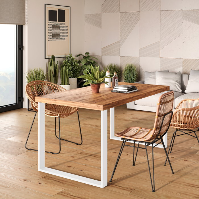 Emuca Juego de patas rectangulares Square para mesa, ancho 600mm, Acero, Pintado blanco