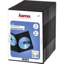 Hama Pack de 25 cajas Slim DVD doble, Negro