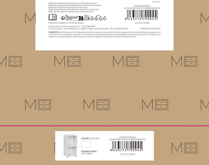 Inde Estantería Cubo, 2 Compartimentos, Estantería de Pared, 31 x 29.7 x 61.2 cm, Mueble de Almacenaje, Blanco (3 Unidades)