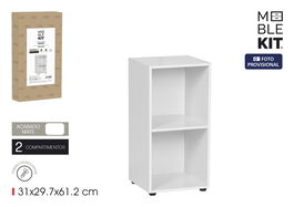 Inde Estantería Cubo, 2 Compartimentos, Estantería de Pared, 31 x 29.7 x 61.2 cm, Mueble de Almacenaje, Blanco (3 Unidades)