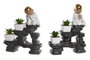 DKD Home Decor Set de 2 Figuras de Monje en Resina, Estilo Oriental