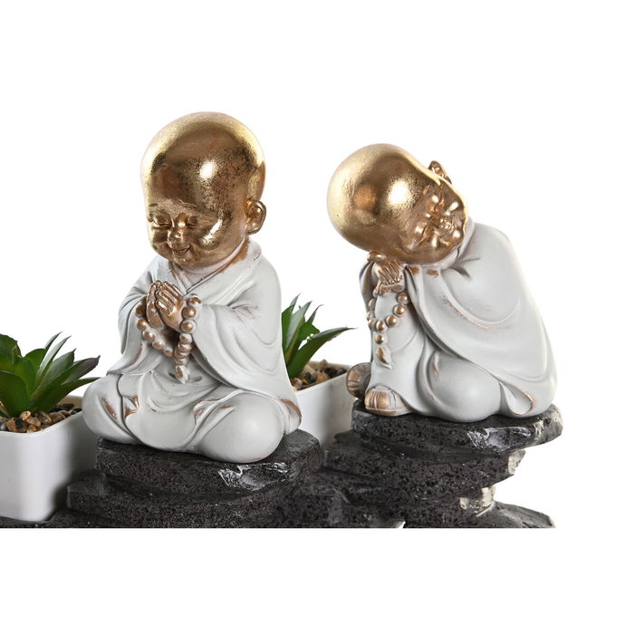 DKD Home Decor Set de 2 Figuras de Monje en Resina, Estilo Oriental
