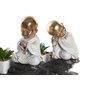 DKD Home Decor Set de 2 Figuras de Monje en Resina, Estilo Oriental