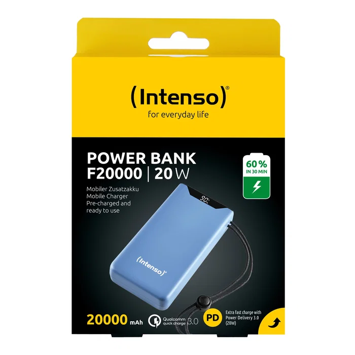 Intenso 7332055 Batería Externa Power Bank 20000 mAh Azul, Carga Rápida Power Delivery 3.0 & Quick Charge 3.0, USB-C, 20W