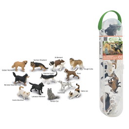 Collecta Tubo de Mini Mascotas - Figuras de Perros y Gatos en Estuche de PVC - A1232 - Edad +3 años