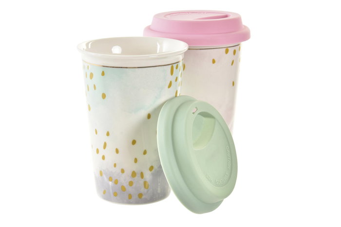 DKD Home Decor Taza Porcelana Rosa y Verde Menta 10 x 14 x 10 cm (6 Unidades) Capacidad 400 ml Glam DKD Home Decor Taza Porcelana Rosa y Verde Menta 10 x 14 x 10 cm (6 Unidades) Capacidad 400 ml Glam