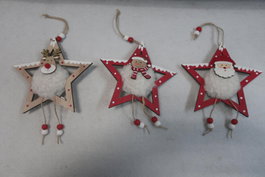 DKD Home Decor Decoración Colgante Estrella MDF Surtido de 3 Colores