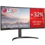 LG 34WQ75C-B Monitor Ultrapanorámico Curvo 34" WQHD IPS. USB-C 90W, HDMI, DisplayPort, AMD FreeSync, Regulable, Negro
