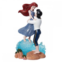 Enesco Figura Decorativa Disney La Sirenita Ariel y Eric en Ola de Resina 27 cm Pintada a Mano