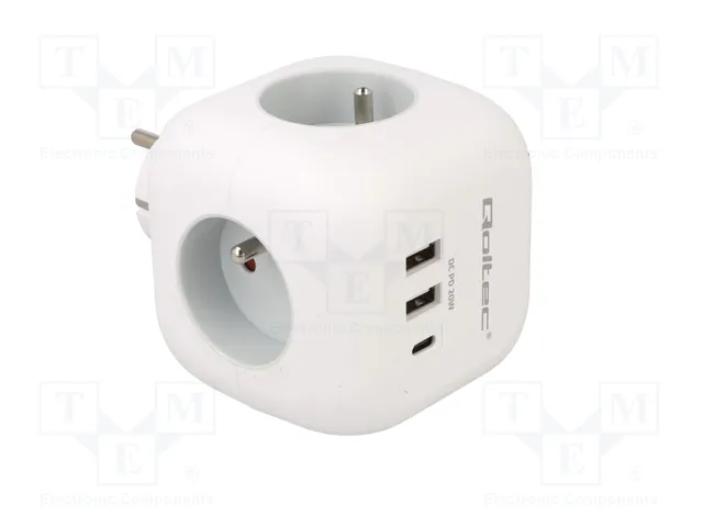 QOLTEC Regleta de alimentación con 3 conectores hembras