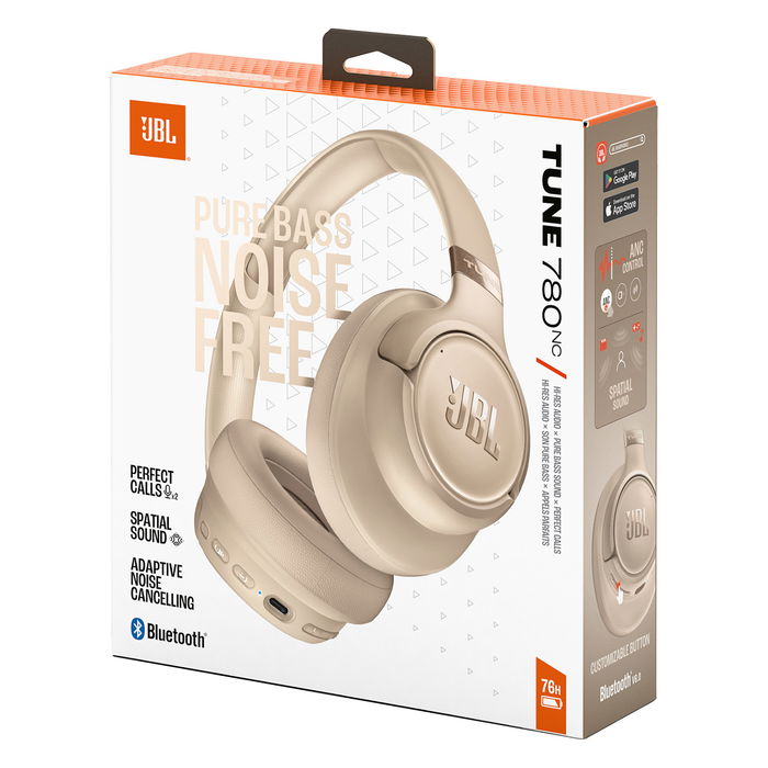 JBL Tune 780NC Auriculares Diadema Bluetooth Over-Ear con Cancelación Activa de Ruido (ANC) - Beige
