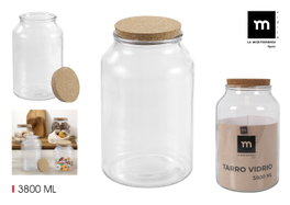 La Mediterranea Tarro de Vidrio con Tapón de Corcho 3800ml (Pack de 4)