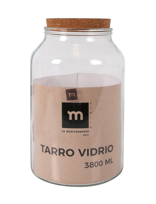 La Mediterranea Tarro de Vidrio con Tapón de Corcho 3800ml (Pack de 4)