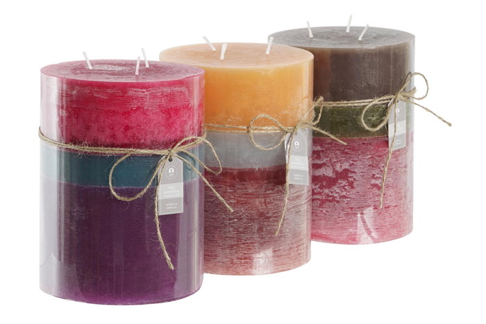 DKD Home Decor Velas de Cera de Parafina Rustik AW Surtidas de 3 Piezas