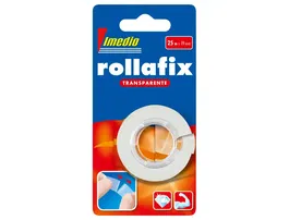 Imedio Rollafix Cinta Adhesiva Transparente 25 m x 19 mm - Alta Adhesión, No Amarillea, Fácil Corte - Para Embala