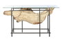 DKD Home Decor Consola de Teca y Hierro Pieza Única Negro y Natural