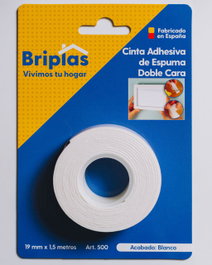 Bripas Cinta Adhesiva Doble Cara Espuma 19 mm x 1,5 m Blanco