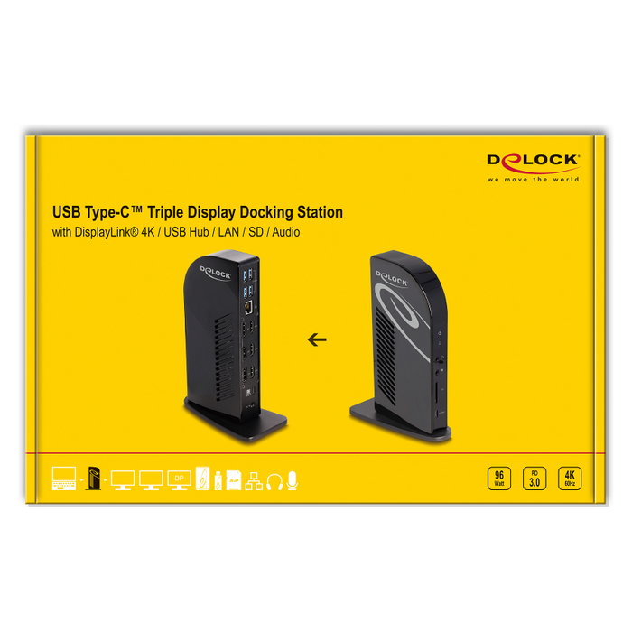 DeLOCK 88051 Estación de acoplamiento USB Type-C Triple Pantalla DisplayLink 4K DeLOCK 88051 Estación de acoplamiento USB Type-C Triple Pantalla DisplayLink 4K