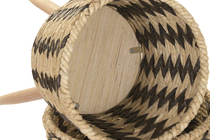 DKD Home Decor Macetero Urban Bicolor Fibra Trenzada Madera Pino 32x32x58 cm Set 3