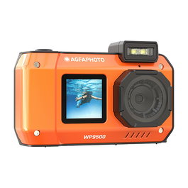 AgfaPhoto Realishot WP9500 Cámara Compacta Resistente al Agua, 5K Ultra HD 24 MP, Sensor CMOS, 18x Zoom Digital, Color Naranja