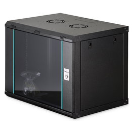Digitus Dynamic-N Caja de Rack Mural de 9U, 600x450x474 mm (AnxPxAl), Peso 60 kg, con Puertas de Cristal y Acero, Rieles y Gestión de Cables