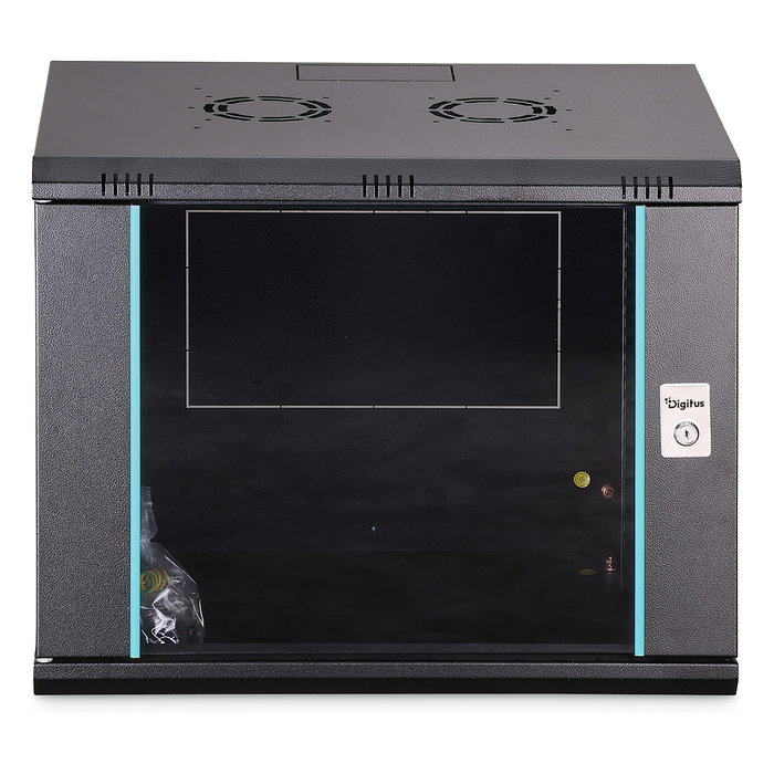 Digitus Dynamic-N Caja de Rack Mural de 9U, 600x450x474 mm (AnxPxAl), Peso 60 kg, con Puertas de Cristal y Acero, Rieles y Gestión de Cables