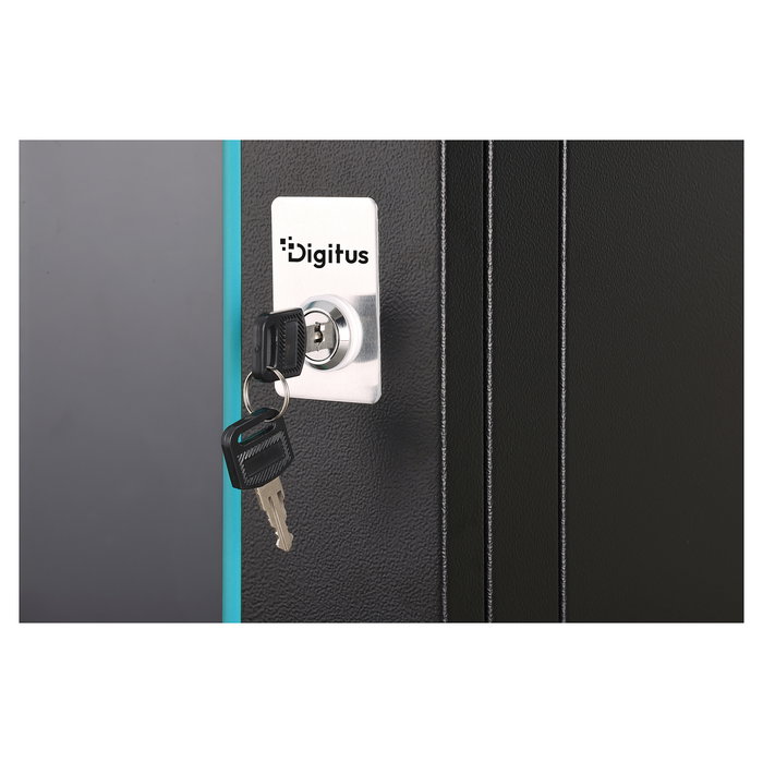 Digitus Dynamic-N Caja de Rack Mural de 9U, 600x450x474 mm (AnxPxAl), Peso 60 kg, con Puertas de Cristal y Acero, Rieles y Gestión de Cables