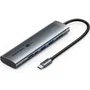 Vention Docking USB Tipo-C TPSHB con HDMI 4K, 2 USB, 2 USB-C, RJ45, PD y Lector de Tarjetas - Gris
