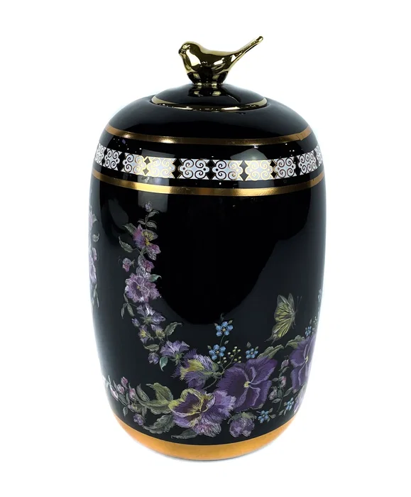 DKD Home Decor Jarrón de Porcelana con Flores Negro y Multicolor 14x14x24 cm DKD Home Decor Jarrón de Porcelana con Flores Negro y Multicolor 14x14x24 cm