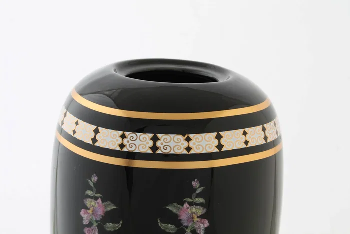 DKD Home Decor Jarrón de Porcelana con Flores Negro y Multicolor 14x14x24 cm DKD Home Decor Jarrón de Porcelana con Flores Negro y Multicolor 14x14x24 cm