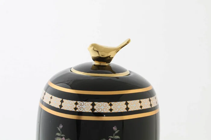 DKD Home Decor Jarrón de Porcelana con Flores Negro y Multicolor 14x14x24 cm DKD Home Decor Jarrón de Porcelana con Flores Negro y Multicolor 14x14x24 cm