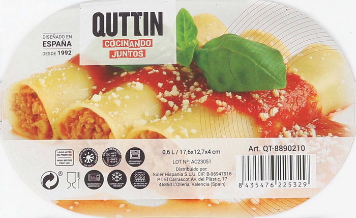 Quttin Fuente de Vidrio Ovalada 0.6L 17.6x12.7x4 cm para Mesa - Modelo Qutti (6 Unidades)