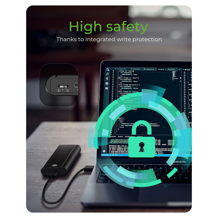 ICY BOX IB-1807MT-C31 Caja Externa USB-C 3.2 para M.2 NVMe SSD con Protección de Escritura