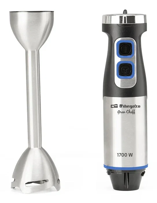 Orbegozo Batidora de Mano BT 5017 1700W Velocidad Ajustable con Función Turbo, Brazo Inox y Accesorios Vaso Batidor y Picador