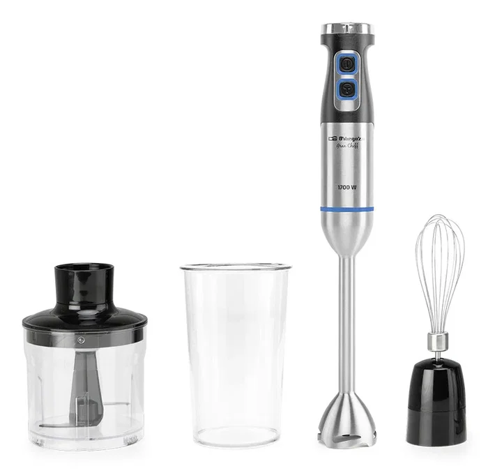 Orbegozo Batidora de Mano BT 5017 1700W Velocidad Ajustable con Función Turbo, Brazo Inox y Accesorios Vaso Batidor y Picador