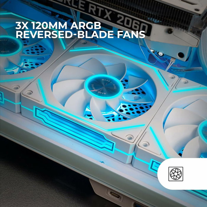 Mars Gaming MF-LINKFINITYKIT2R Kit 3 Ventiladores Invertidos ARGB Blancos