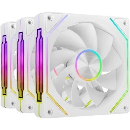 Mars Gaming MF-LINKFINITYKIT2R Pack 3 Ventiladores 12cm ARGB Blancos con Aspas Invertidas y Conexión Magnética LINKFINITY