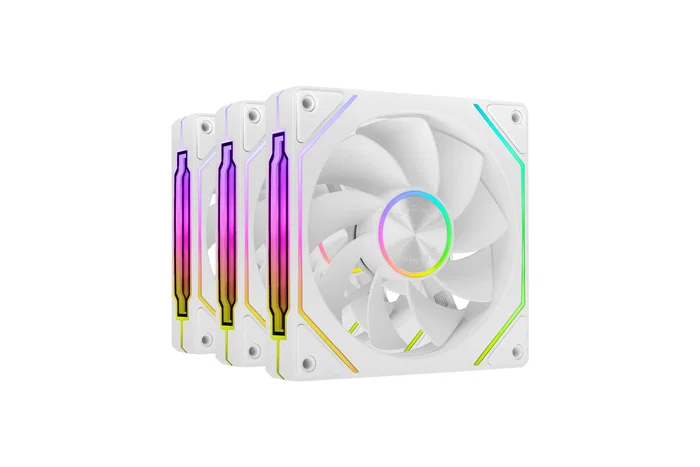 Mars Gaming Kit de 3 Ventiladores ARGB 12cm MF-LINKFINITYKIT2R Blanco - Ventiladores de Caja con Aspas Invertidas, LINKFINITY Magnético, PWM y Efecto Infinity Mirror