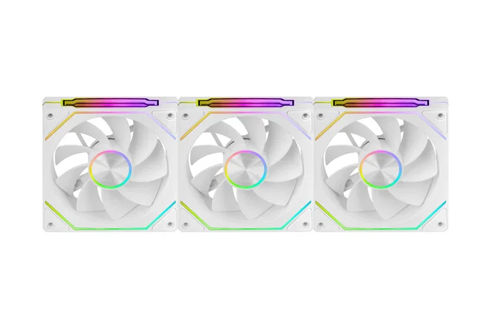 Mars Gaming Kit de 3 Ventiladores ARGB 12cm MF-LINKFINITYKIT2R Blanco - Ventiladores de Caja con Aspas Invertidas, LINKFINITY Magnético, PWM y Efecto Infinity Mirror