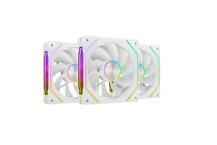 Mars Gaming Kit de 3 Ventiladores ARGB 12cm MF-LINKFINITYKIT2R Blanco - Ventiladores de Caja con Aspas Invertidas, LINKFINITY Magnético, PWM y Efecto Infinity Mirror