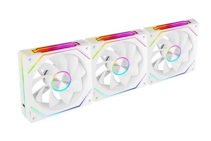 Mars Gaming Kit de 3 Ventiladores ARGB 12cm MF-LINKFINITYKIT2R Blanco - Ventiladores de Caja con Aspas Invertidas, LINKFINITY Magnético, PWM y Efecto Infinity Mirror